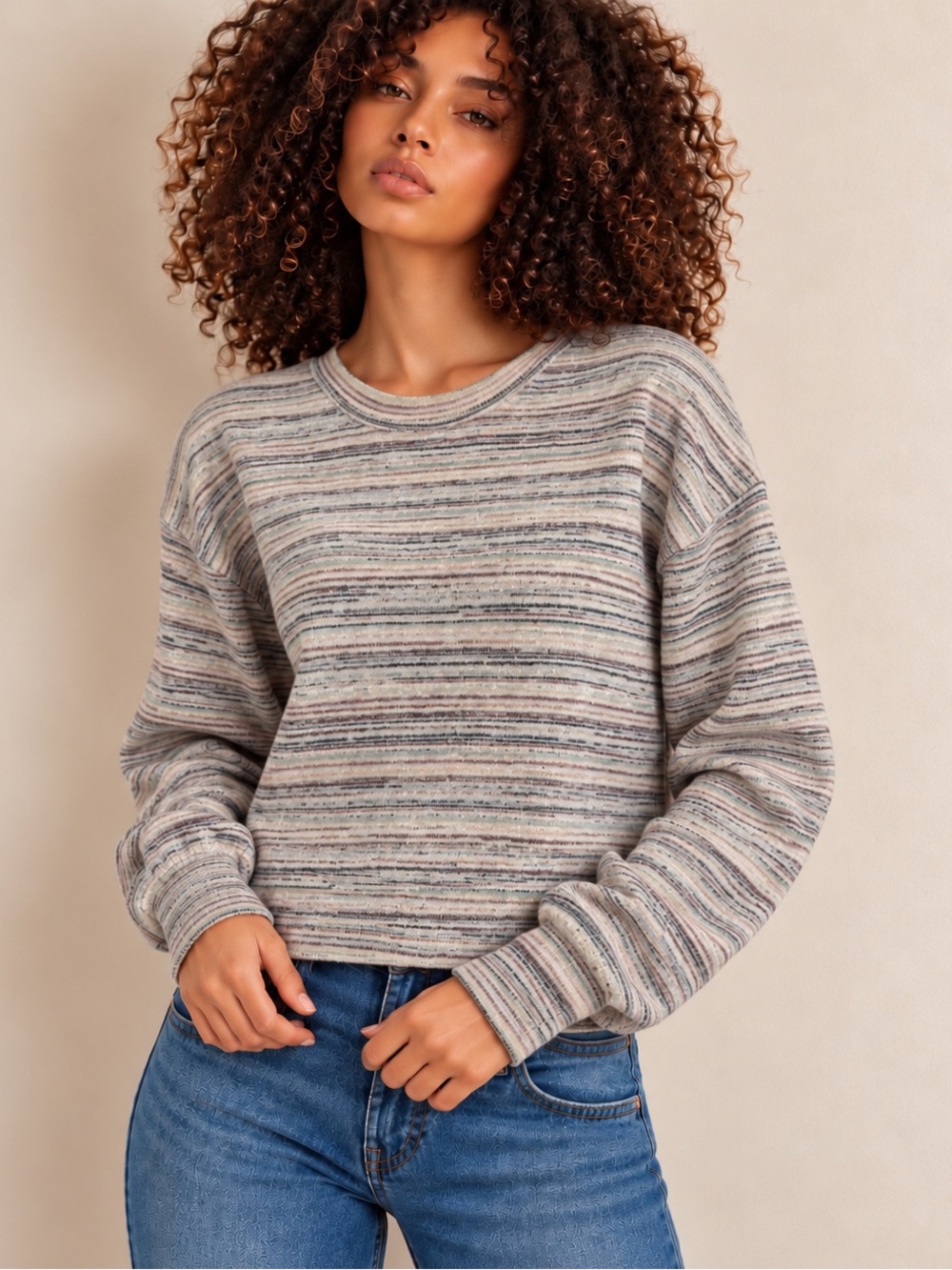 Madewell Women’s XL Multicolor Space Dye Knit Crewneck Pullover Sweater